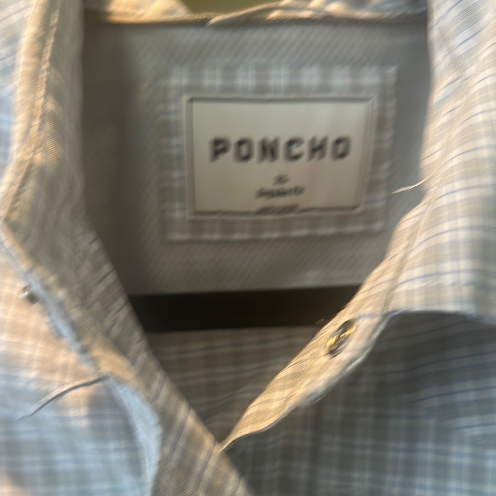 Poncho Blue Casual Button Down Shirt